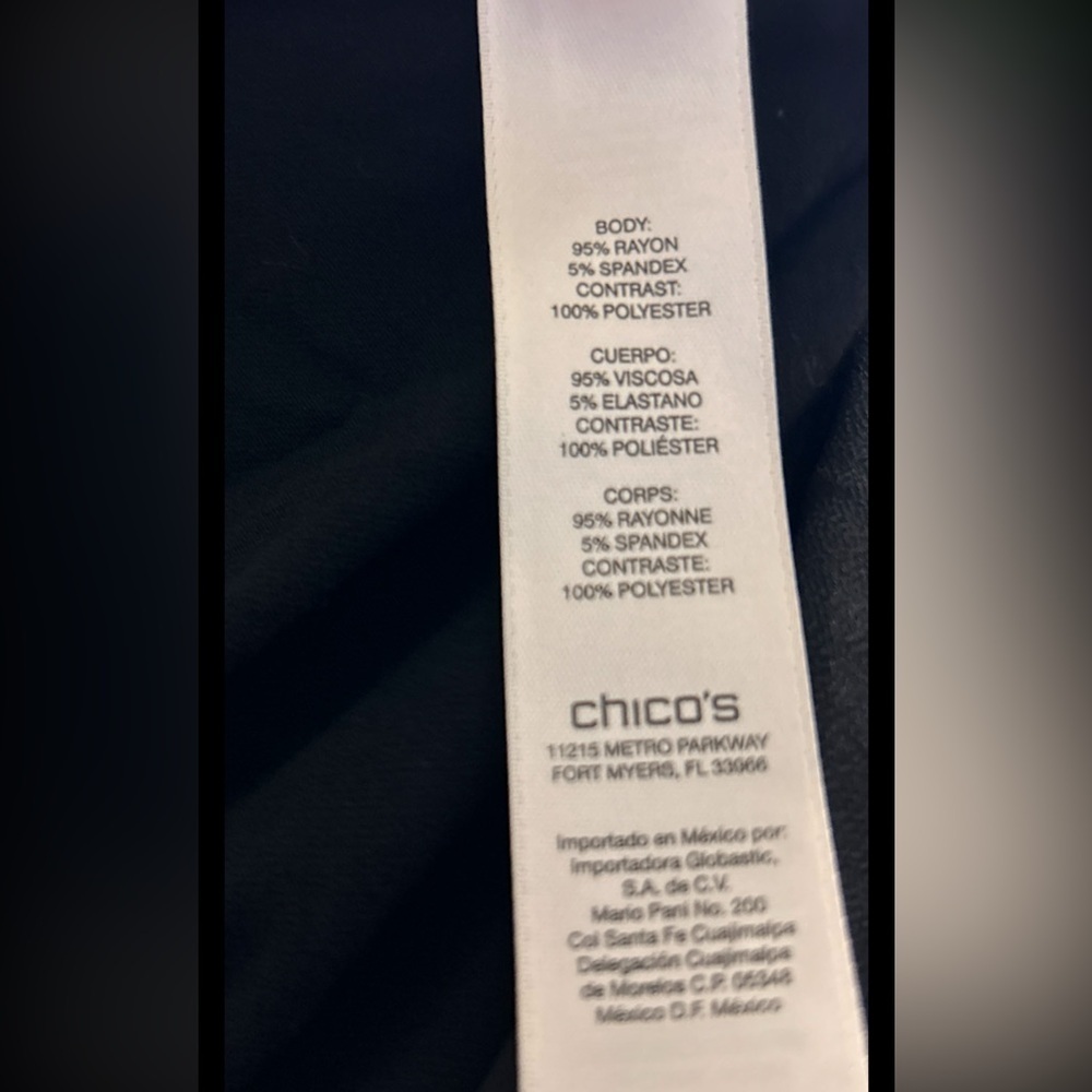 Chico’s V-neck Asymmetrical Sheer Hem Tunic Top Size 2/Size L - Picture 4 of 4